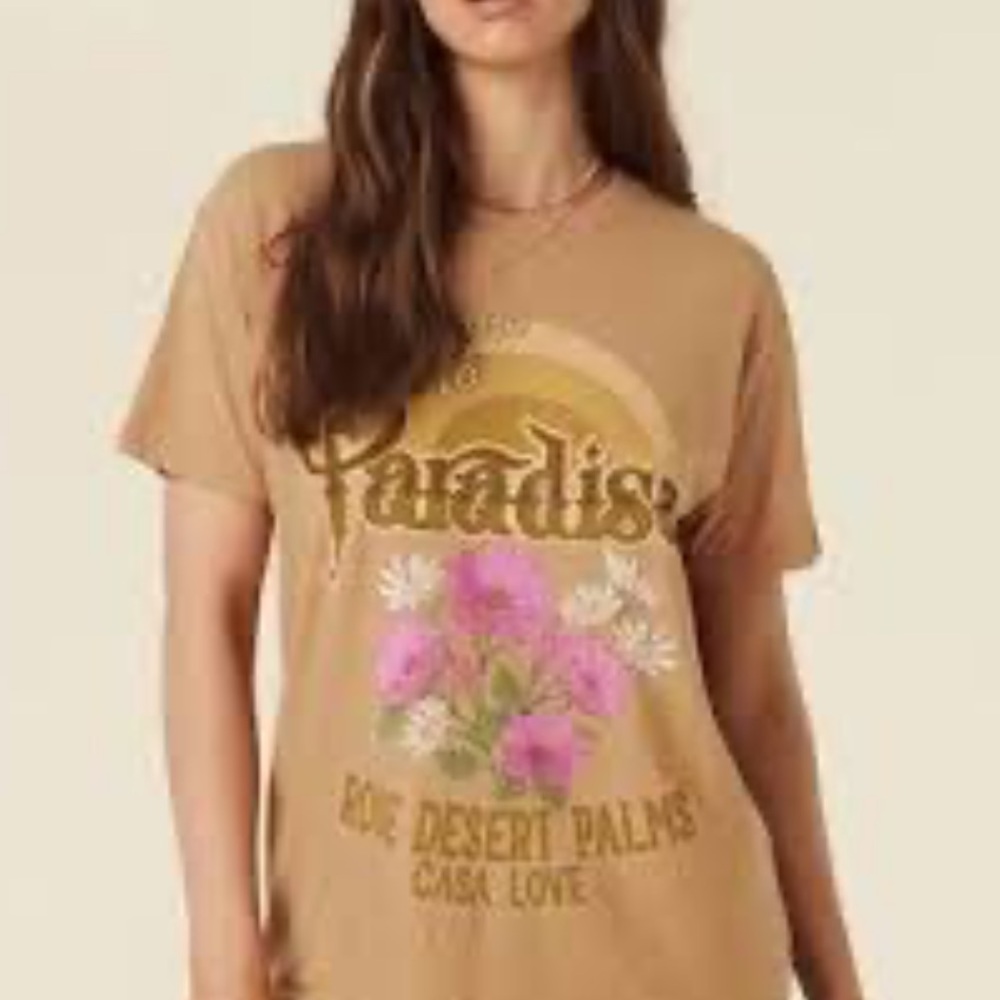 Spell Paradise Floral Tee in Tan - L - NWT - Picture 3 of 12